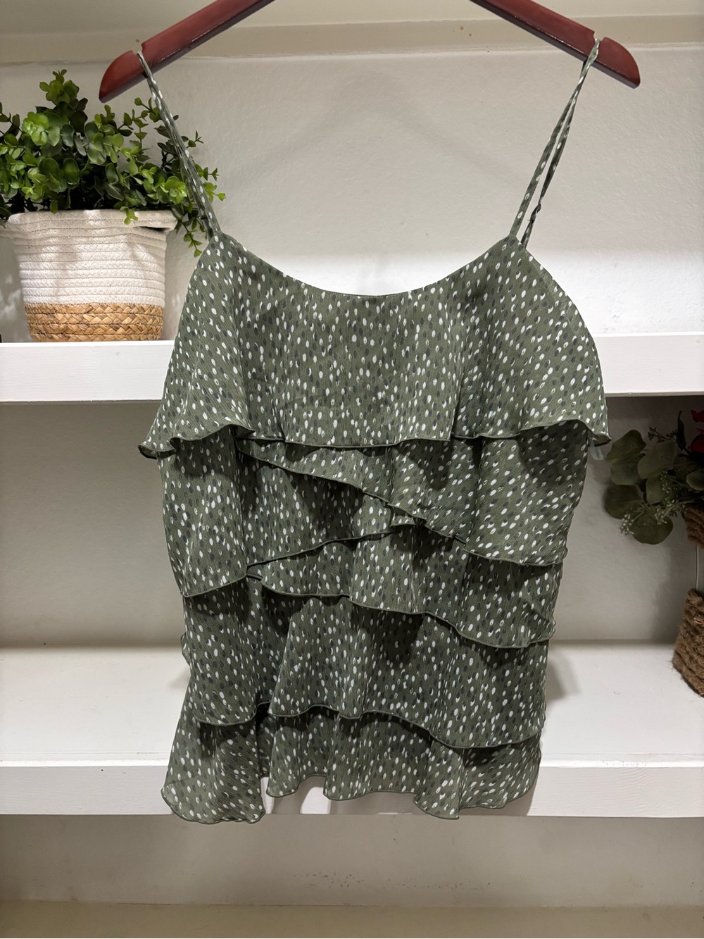 Candie's Olive Green Ruffle Tiered Cami